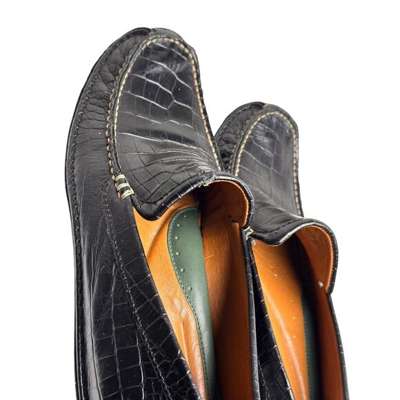 H.S. Trask Shoes Mens Size 10 Croc Embossed Driving Loafer Old Money Moc Leather - Picture 5 of 15